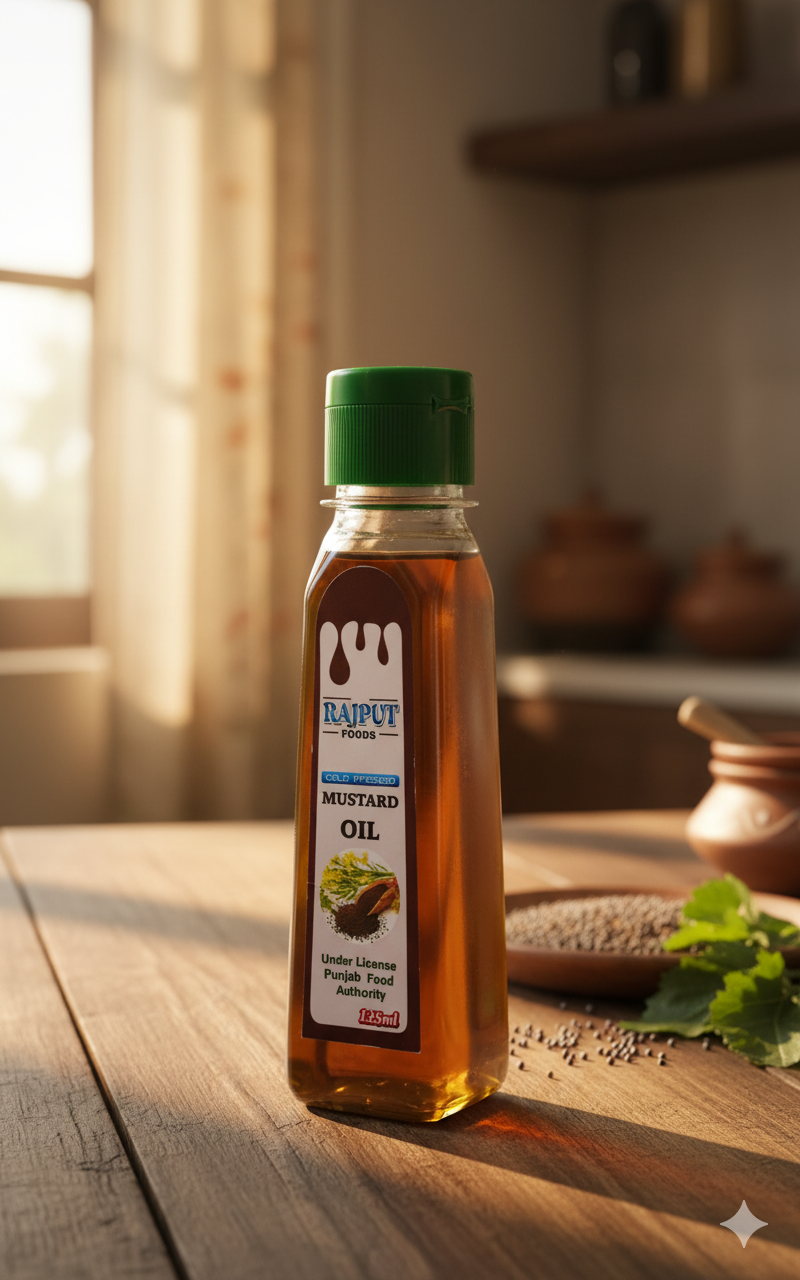 Rajput Foods Pure Cold-Pressed Mustard Oil Natural 125ml Bottle
